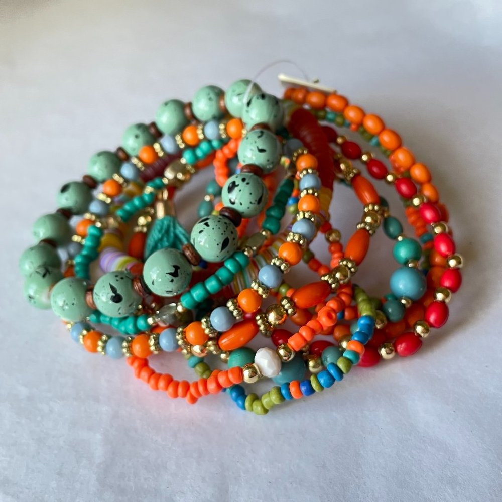 Boho Sea Charm Tassel Stacking Stretch Bracelets